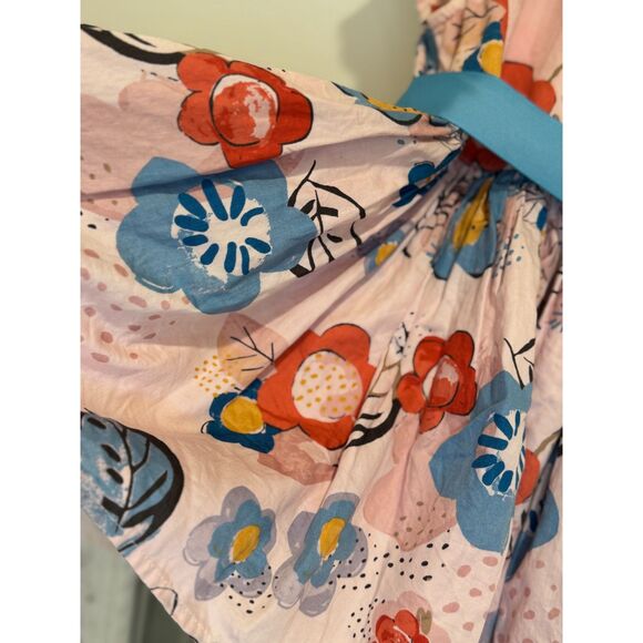 M&S Girl’s Pink Floral Print Peter Pan Collar Belted Spring Dress Size 2/3 - Picture 7 of 8